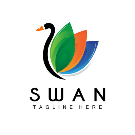 Swan Logo, Bird Animal Design, Duck Logo, Product Brand Label Vectorのイラスト素材