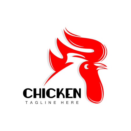 Grilled Chicken Barbecue Logo Design,Chicken Head Vector, Company Brandのイラスト素材