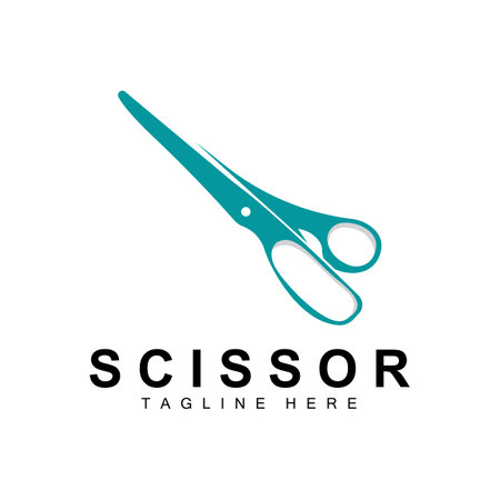 Scissors Logo Design, Barbershop Shaver Vector, Babershop Scissors Brand Illustrationのイラスト素材