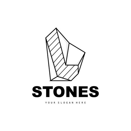Stone Logo, Vector Stone Modern With Geometry Line Style, Design For Aesthetic Decoration, Brand Modern Product, Simple Icon Abstract Aesthetic Geometry Lineのイラスト素材