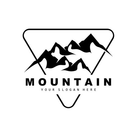 Mountain Logo Design, Vector Place For Nature Lovers Hikerのイラスト素材