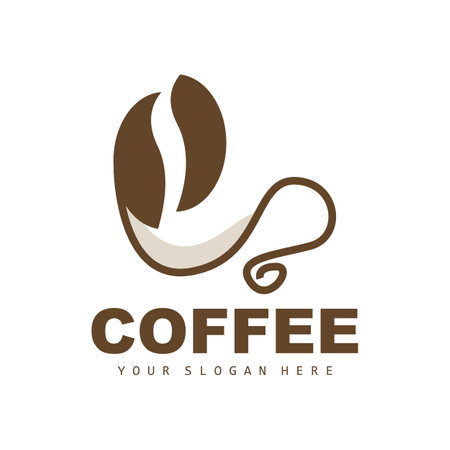 coffee bean drink logo design in brown color vector illustrationのイラスト素材