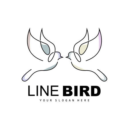 Bird Logo, Vector Hummingbird, Simple Simple line Style Design, Bird Wings Icon Product Brandのイラスト素材