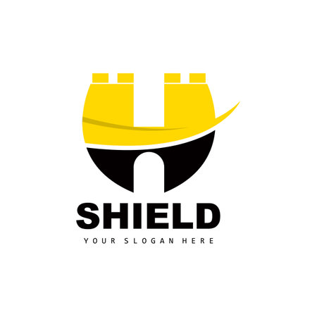 Shield Logo, Safe And Strong Security Vector, Design, Protection Simple Style, Template Brand Iconのイラスト素材