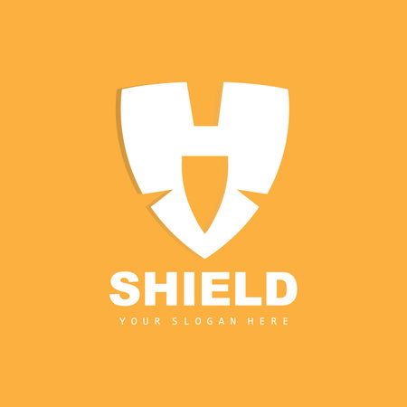 Shield Logo, Safe And Strong Security Vector, Design, Protection Simple Style, Template Brand Iconのイラスト素材