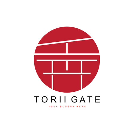 Torii Gate Logo, Japanese Building Design, China Icon Vector, Illustration Template iconのイラスト素材