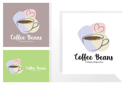 coffee bean drink logo design in brown color vector illustrationのイラスト素材