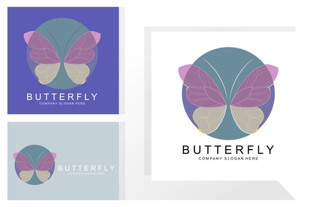 Butterfly Logo Design, Beautiful Flying Animal, Company Brand Icon Illustration, Screen Printing, Salonのイラスト素材