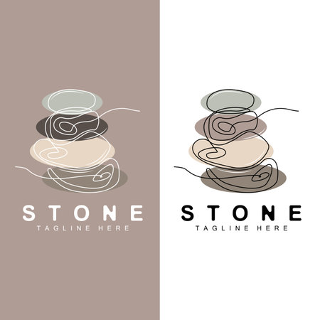 Stacked Stone Logo Design, Balancing Stone Vector, Building Material Stone Illustration, Pumice Stone Illustration Walpapeer Stoneのイラスト素材