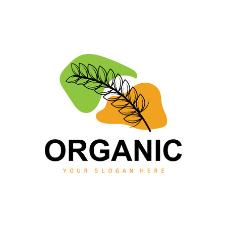 Wheat Rice Logo, Agricultural Organic Plants Vector, Luxury Design Golden Bakery Ingredientsのイラスト素材