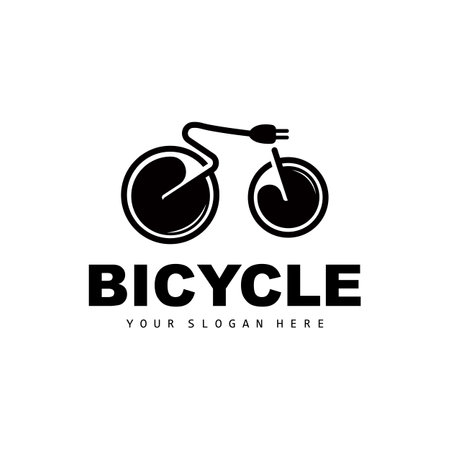 Electric Bicycle Logo, Vehicle Design, Sport Bike Vector, Bike Template Icon Illustrationのイラスト素材