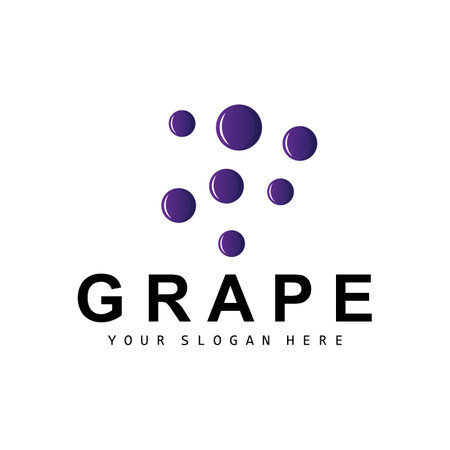 Grape Fruit Logo, Circle Style Fruit Design, Grape Farm Vector, Wine Drink, Nature Icon, Illustration Templateのイラスト素材