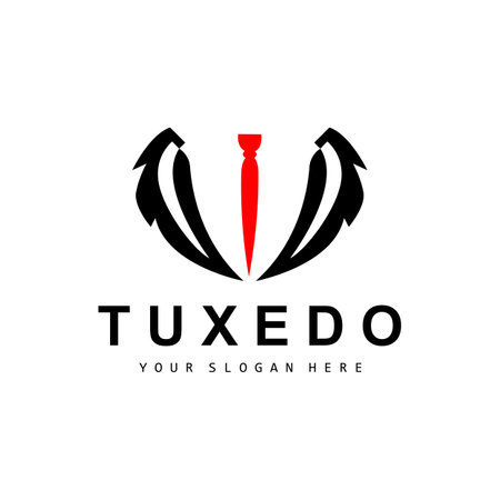Tuxedo logo, Suit And Tie Vector, Men Suit Dress Tailor Design, Bow Tie Bowtie Icon, Vintage Classic Illustrationのイラスト素材