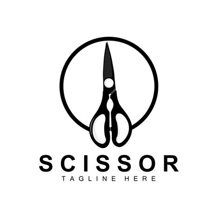 Scissors Logo Design, Barbershop Shaver Vector, Babershop Scissors Brand Illustrationのイラスト素材