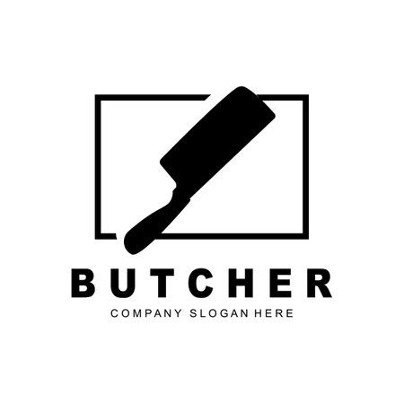 Butcher logo design, Knife Cutting Tool Vector Template, Product Brand Illustration Design For Butcher, Farm, Butcher Shopのイラスト素材