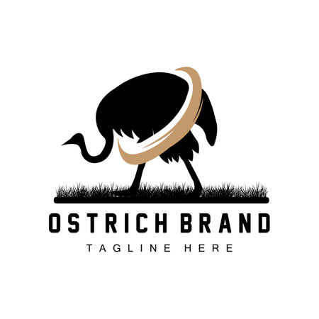 Ostrich Logo Design, Desert Animal Illustration, Living In The Forest, Vector Camel Brand Productのイラスト素材