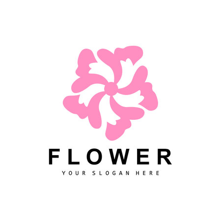 Flower Logo, Ornamental Plant Design, Plant Vector, Product Brand Template Iconのイラスト素材