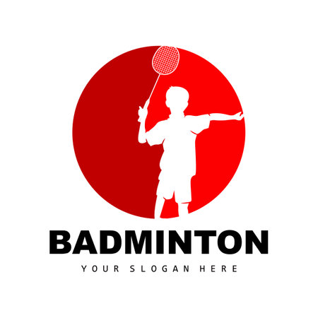 Badminton Logo, Sport Branch Design, Vector Abstract Badminton Players Silhouette Collectionのイラスト素材