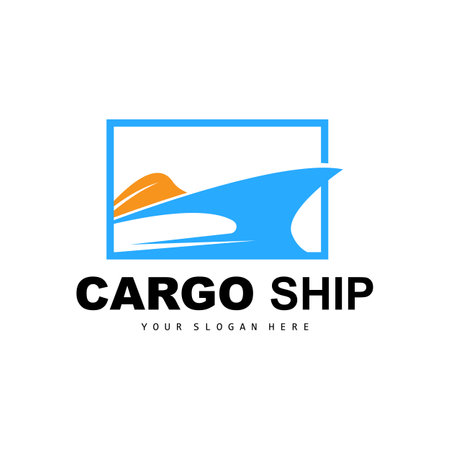 Cargo Ship Logo, Fast Cargo Ship Vector, Sailboat, Design For Ship Manufacturing Company, Waterway Sailing, Marine Vehicles, Transport, Logisticsのイラスト素材