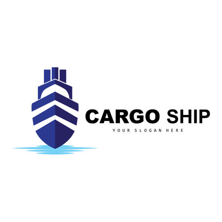 Cargo Ship Logo, Fast Cargo Ship Vector, Sailboat, Design For Ship Manufacturing Company, Waterway Sailing, Marine Vehicles, Transport, Logisticsのイラスト素材