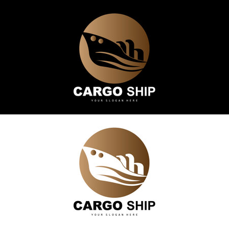 Cargo Ship Logo, Fast Cargo Ship Vector, Sailboat, Design For Ship Manufacturing Company, Waterway Sailing, Marine Vehicles, Transport, Logisticsのイラスト素材