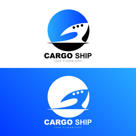 Cargo Ship Logo, Fast Cargo Ship Vector, Sailboat, Design For Ship Manufacturing Company, Waterway Sailing, Marine Vehicles, Transport, Logisticsのイラスト素材