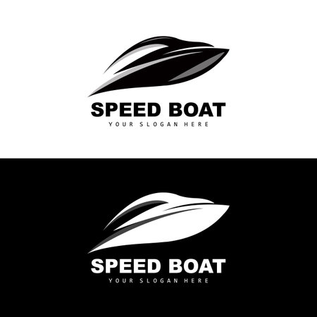 Speed Boat Logo, Fast Cargo Ship Vector, Sailboat, Design For Ship Manufacturing Company, Waterway Shipping, Marine Vehicles, Transportationのイラスト素材