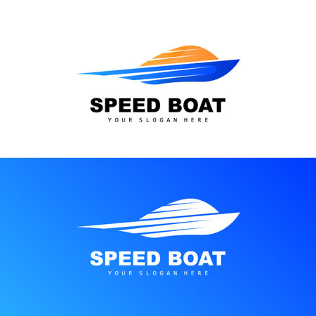 Speed Boat Logo, Fast Cargo Ship Vector, Sailboat, Design For Ship Manufacturing Company, Waterway Shipping, Marine Vehicles, Transportationのイラスト素材