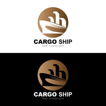Cargo Ship Logo, Fast Cargo Ship Vector, Sailboat, Design For Ship Manufacturing Company, Waterway Sailing, Marine Vehicles, Transport, Logisticsのイラスト素材