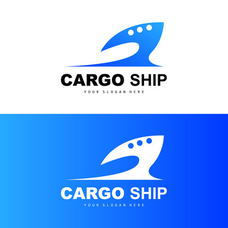 Cargo Ship Logo, Fast Cargo Ship Vector, Sailboat, Design For Ship Manufacturing Company, Waterway Sailing, Marine Vehicles, Transport, Logisticsのイラスト素材