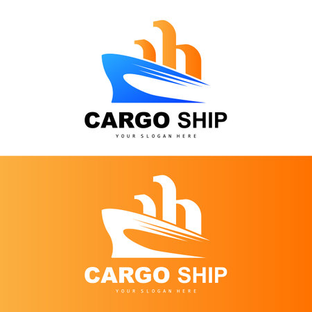 Cargo Ship Logo, Fast Cargo Ship Vector, Sailboat, Design For Ship Manufacturing Company, Waterway Sailing, Marine Vehicles, Transport, Logisticsのイラスト素材