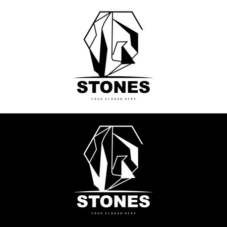 Stone Logo, Vector Stone Modern With Geometry Line Style, Design For Aesthetic Decoration, Brand Modern Product, Simple Icon Abstract Aesthetic Geometry Lineのイラスト素材