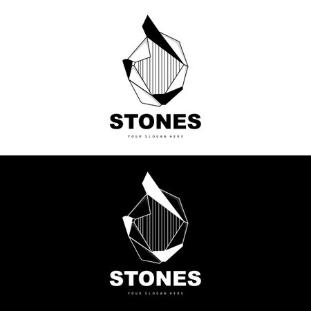 Stone Logo, Vector Stone Modern With Geometry Line Style, Design For Aesthetic Decoration, Brand Modern Product, Simple Icon Abstract Aesthetic Geometry Lineのイラスト素材