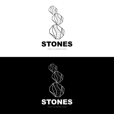 Stone Logo, Vector Stone Modern With Geometry Line Style, Design For Aesthetic Decoration, Brand Modern Product, Simple Icon Abstract Aesthetic Geometry Lineのイラスト素材