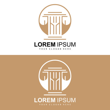 Pillar Logo, Law Design, Building Construction Pillar Vector, Product Brand Illustration Iconのイラスト素材