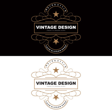 Retro Vintage Design, Luxurious Minimalist Vector Ornament Logo, With Mandala And Batik Style, Product Brand Illustration, Invitation, Banner, Fashionのイラスト素材