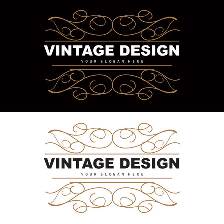 Retro Vintage Design, Luxurious Minimalist Vector Ornament Logo, With Mandala And Batik Style, Product Brand Illustration, Invitation, Banner, Fashionのイラスト素材