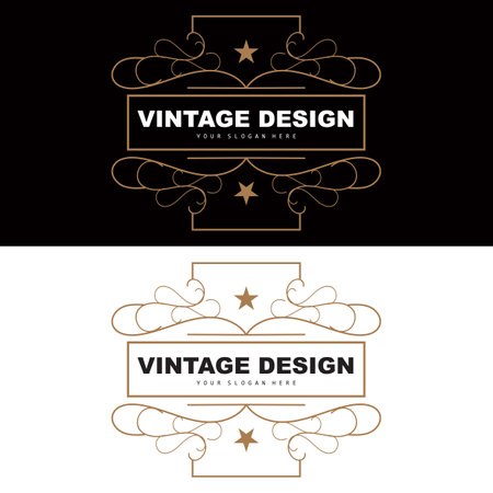 Retro Vintage Design, Luxurious Minimalist Vector Ornament Logo, With Mandala And Batik Style, Product Brand Illustration, Invitation, Banner, Fashionのイラスト素材