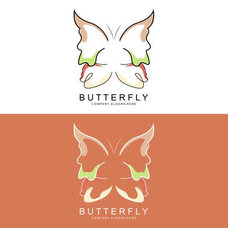 Butterfly Logo Design, Beautiful Flying Animal, Company Brand Icon Illustration, Screen Printing, Salonのイラスト素材