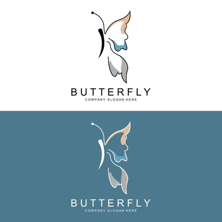 Butterfly Logo Design, Beautiful Flying Animal, Company Brand Icon Illustration, Screen Printing, Salonのイラスト素材