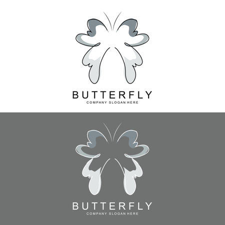 Butterfly Logo Design, Beautiful Flying Animal, Company Brand Icon Illustration, Screen Printing, Salonのイラスト素材