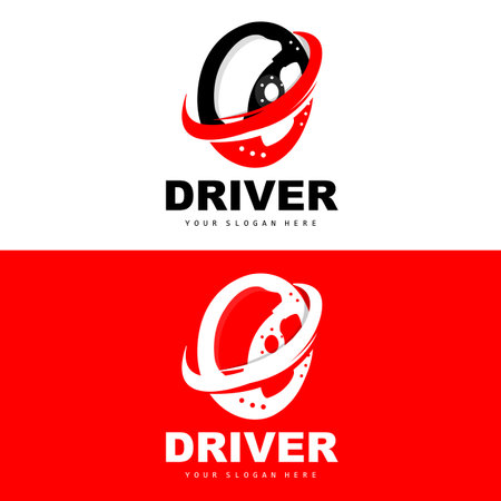 Car Steering Logo, Driver Vector, Transport Vehicle Design, Repair, Maintenance, Car Garageのイラスト素材