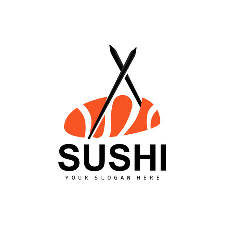 Sushi Logo, Japanese Food Sushi Seafood Vector, Japanese Cuisine Product Brand Design, Template Iconのイラスト素材