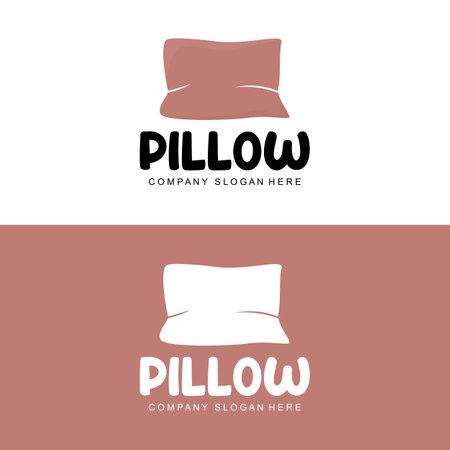 Pillow Logo, Bed Design, Dream And Sleeping Template Icon Vectorのイラスト素材