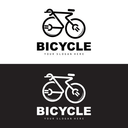 Electric Bicycle Logo, Vehicle Design, Sport Bike Vector, Bike Template Icon Illustrationのイラスト素材
