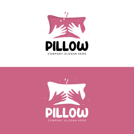 Pillow Logo, Bed Design, Dream And Sleeping Template Icon Vectorのイラスト素材