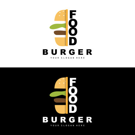 Burger Logo, Fast Food Design, Bread And Vegetables Vector, Fast Food Restaurant Brand Icon Illustrationのイラスト素材