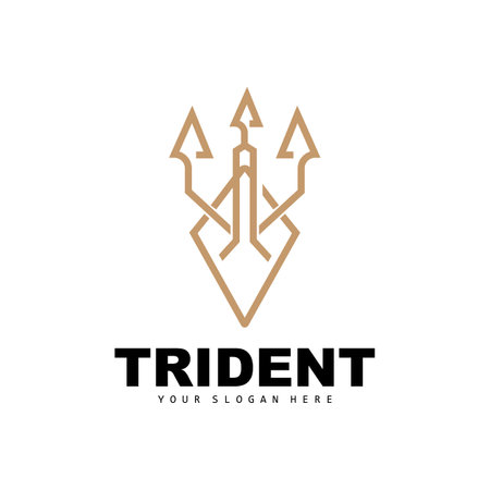 Trident Logo, Vector Magic Spear of Poseidon Neptune, Triton King Design, Template Icon Brand Illustrationのイラスト素材
