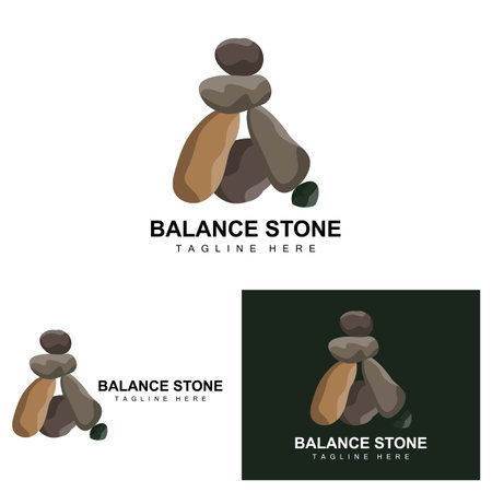 Stacked Stone Logo Design, Balancing Stone Vector, Building Material Stone Illustration, Pumice Stone Illustration wallpaper Stoneのイラスト素材