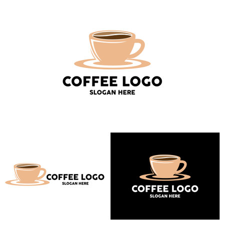 coffee bean drink logo design in brown color vector illustrationのイラスト素材